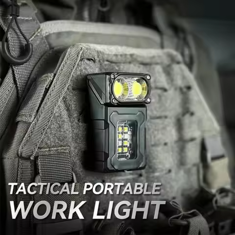 Tactical Portable Work Light EDC Tool Mini LED Outdoor Camping Hiking Tools Molle 25mm Backpack Stra