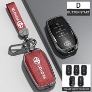 Genuine Leather Zinc Alloy 5D Car Smart Remote Key Case Cover Shell For Toyota Fortuner Innova Cryst