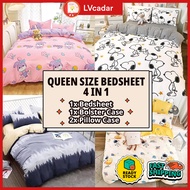 Queen 4-in-1 Cartoon Bedsheet | Veil SEJUK & Soft | Rubber Surroundings | Bedsheet Set