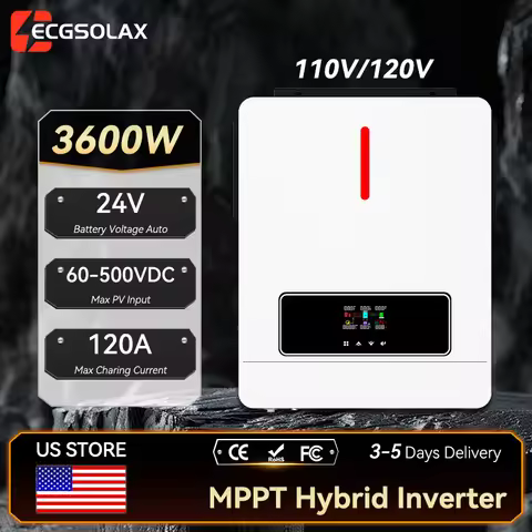 ECGSOLAX 3.6KW Hybrid Solar Inverter 24V 110V/120V With MPPT 120A Charging Controller Off gird Pure 