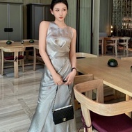 Chanel 珠光藍金 珍珠 鏈條包 21*14 98新配件保卡塵袋