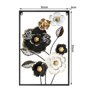 PACKONE Hiasan Dinding Ruang Tamu Mural Nordic Metal Flower Frame Home Art Decoration 30*50cm