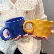 Minimalist Morandi Creative Unique Bump Big Handle Mug Drinking Ceramic Cup Drinkware