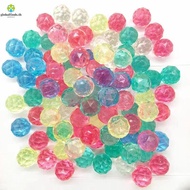 LFINDS 6Pcs Rubber Bouncy Ball, Rainbow Color Clear Diamond Bouncy Ball, Diamond Shape Ball Random L