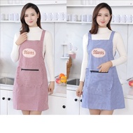 Pure Cotton Zipper Pocket Bib with H type Apron Household Kitchen Women Appron Way 围裙 Epron Masak