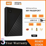 WD My Passport 1TB / 2TB / 4TB / 5TB / 6TB External Hard Drive USB 3.0 – 2.5" Portable HDD BlackPlug