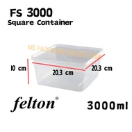(3000ml)Microwavable Square Container FS 3000 (SQ7) (30set±) Disposable Plastic Food Container / Fel