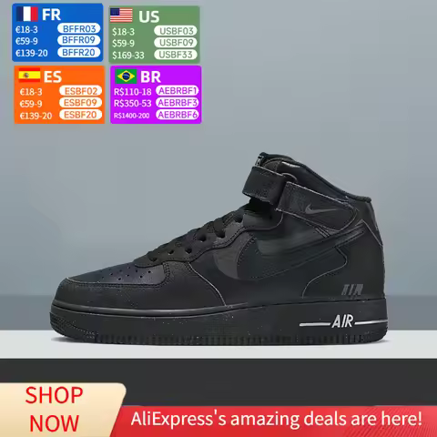 Nike Air Force 1 Mid Top Unisex Classic Sneakers, Cushioned Comfort Durable Design for Casual Street