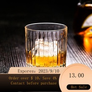 NEW European-Style Whiskey Cup Household Glass Vodka Wine Glass Shot Glass Creative and Classical Stripes Tasting Cup