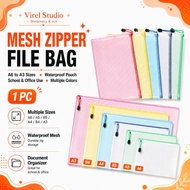 VS Mesh Zipper File Bag / Beg Dokumen Berzip / File Bag Mesh Pouch Waterproof Zip Pouch (A6 / A5 / B