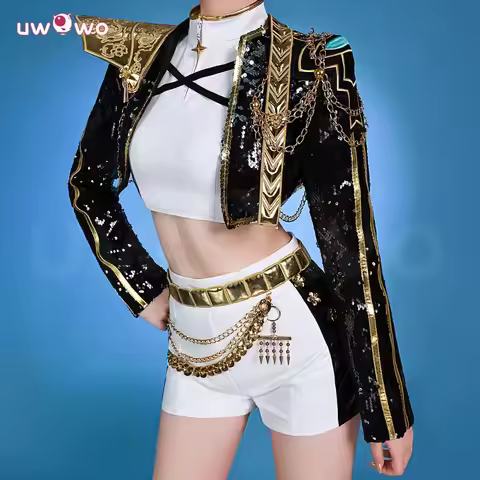UWOWO Rumi Cosplay Collab Series: Kpop Huntrix Rumi GOLDEN Performance Black Suit Cosplay Costume XS