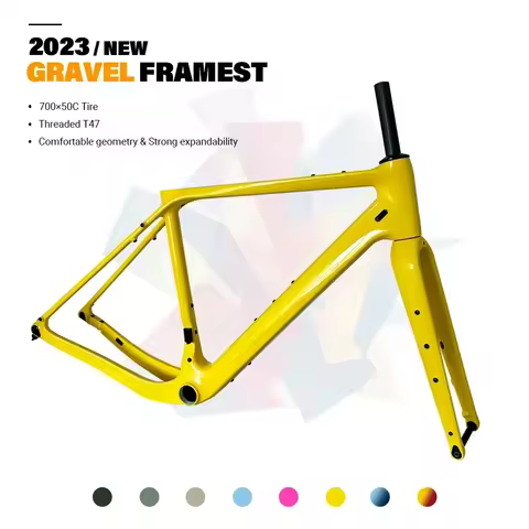 2023 NEW GT30 Carbon Gravel Frame Flat Mount Disc Brake 700C*50C Threaded T47 Internal Cable Gravel 