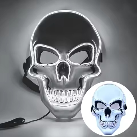 Fashion Horror Halloween Skull Mask Halloween Cosplay Costume LED Cold Light Mask LED Light Cosplay 