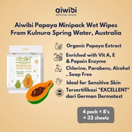 Aiwibi Premium PAPAYA Minipack Water Wet Wipes 4 packs 32 sheets No Fragrance Wet Wipes Baby Tissue
