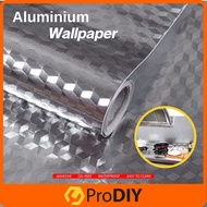 ( 40cm x 2m / 3m) Aluminium Foil Kitchen Wallpaper Square Pattern Water Heat Resist Stove Cabinet