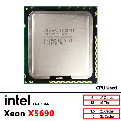 Intel Xeon X5690 3.4 GHz Used Six-Core Twelve-Thread CPU processor 12M 130W LGA 1366