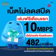 (เล่นฟรีเดือนแรก) ซิมเทพ Dtac เล่นเน็ตไม่อั้น ไม่ลดสปีด ความเร็ว 10Mbps (พร้อมใช้ฟรี Dtac wifi แบบไม
