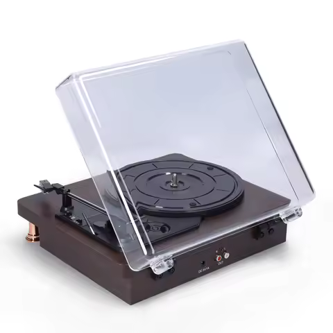 Retro Vinyl Record Player w/ Dustproof Cover Classic Nostalgic Style Record Player 33/45/78RPM Turnt