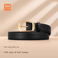 [Real photo/Available] HLA/Heilan metal buckle for women, new genuine leather, ca fashion thin belt