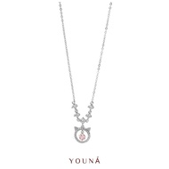 YOUNA S999 Sterling Silver  - Pink Zirconia Cute Cat Necklace