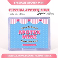 Custom Pharmacy Mini Super Box P3K Gift Sticker - Polka Blue