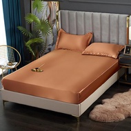 Abram8 Sheets  Fitted Sheet Rayon Mattress Cover Elastic Bed 200x200 200x220 Pillowcase Beddings