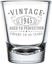 Vintage 1945 Etched 1.75oz 1pk Shot Glass – Happy 80th Birthday Gifts for Women Men, Cheers to Turni