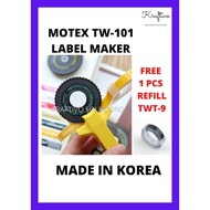 MOTEX LABEL MAKER TW - 101 / LABEL REFILL TWT - 9 (9mm x 3m) / KOREA MADE / TAPE WRITER MOTEX