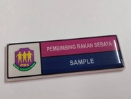 NameTag Acrylic /Custom Made logo SEKOLAH - PRS  Pembimbing Rakan Sebaya (PRS) di sekolah with Pin/ 