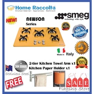 SMEG P755AB 75cm Newson Gas Hob (Glass) 5 Burners Gas Hob Smeg P755AB Newson Aesthetic Yellow Gas Ho