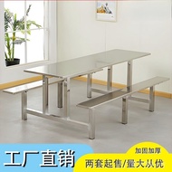 Conjoined Stainless Steel 8-Person Dining Table Chair Canteen Foldable School Stool Dining Table 4-P