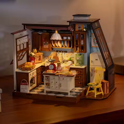 Robotime Rolife Baking Kitchen DIY Miniature Dollhouse Kit Crafts Hobbies Amazing Gift for Women Chi