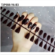 Plain glossy long false nails code A2