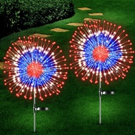 4th of July Decorations Outdoor Solar Lights 2 Pack Fourth of July Red White and Blue Patriotic Deco