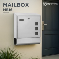 ตู้จดหมาย ตู้จดหมายสแตนเลส Mountain MB16 (34.5 x 10.5 x 42 cm) ใส่เอกสาร A4 ได้ Mailbox ตู้ไปรษณีย์ 