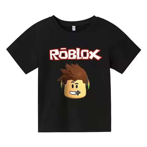 2026 New Comfy Summer Kids Boys Girls Roblox Video Game Pixel Avatar Cartoon Graphic Short Sleeve Co