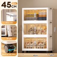 SALVO Tủ Nhựa Đa Năng Gấp Gọn Bánh Xe Tủ nhựa gấp chất liệu pp cao cấp Cánh Cửa Hút Nam Châm Tủ đựng