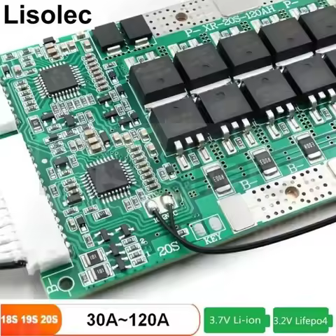 60V 72V BMS with Cell Balance NTC Li-ion and Lifepo4 18S 20S 18650 21700 32650 Battery Charge Discha