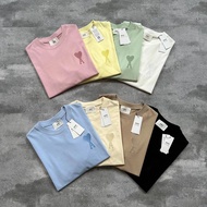 Genuine Ami Paris Small Chapter Basic Love Embroidery Short Sleeve Men And Women With Loose Couples 