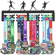 GENOVESE Medal Hanger Display Rack, Soccer Awards Holder,Sturdy Black Steel Metal,Wall Mount Medals