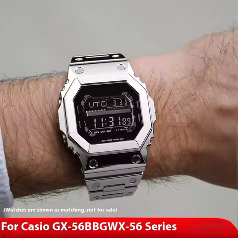 Modified Watch Strap Set Watch Strap Case for Casio Square GX-56BB GXW-56 Stainless Steel Case Metal