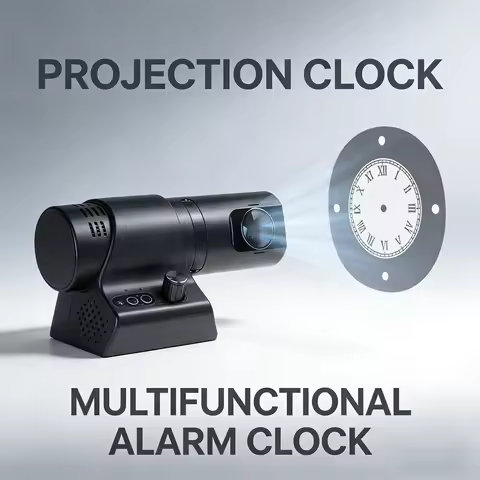 180Degree Rotating LED Analog Projection Wall Alarm Clock with Color Slides and Remote Control for H