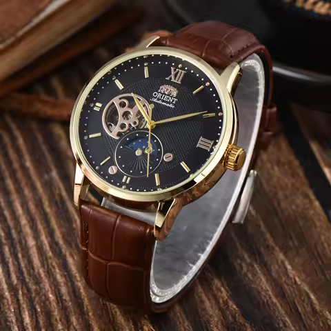 Orient Sport Mechanical Automatic Unisex Watch Sun, Moon, Stars, World Time Waterproof Shockproof Fu