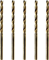 MAXTOOL No.20 5pcs Identical Jobber Length Drills Dia 0.161" HSS M35 Cobalt Twist Drill Bits Wire Gauge Numbered Golden Straight Drills; JBN35G10R20P5