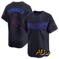 Toronto Blue Jays Embroidered T-shirt #   4 George Springer Black 2024 City Connect Baseball Jerseys