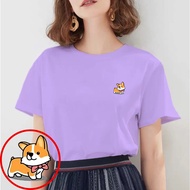 SPOTLIGHT_ID - WOMEN'S T-SHIRT CORGI DOG STICKER COMBED 30S, WOMEN'S T-SHIRT CORGI DOG STICKER, WOME