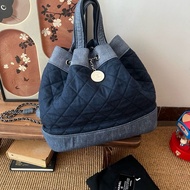 Chanel牛仔丹寧布水桶鍊帶手提雙肩包