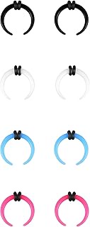 4 Pairs Acrylic Septum Taper Pincher Ring, 14G 12G 10G 8G 6G 4G 2G 0G 00G Buffalo Nose Ring Stretche
