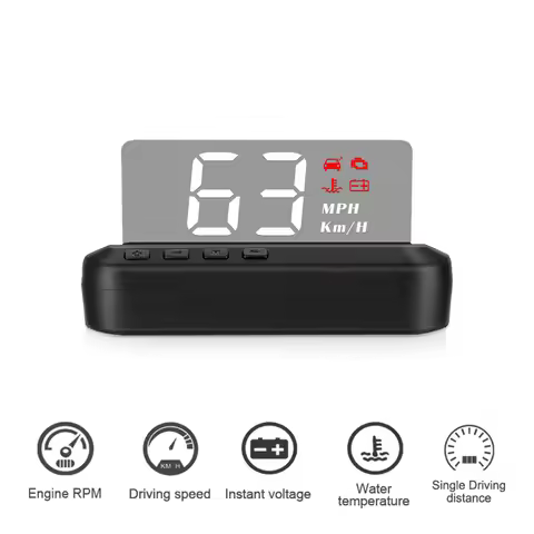 C100 OBD2 HUD Mirror Head Up Display Digital Speed Alarm Water Temp Volt Projector With KM/H MPH Veh