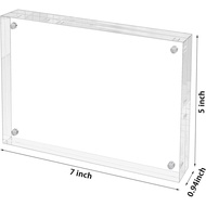 Acrylic Picture Frame, 2pack 5x7 Inch Acrylic Photo Frames, Magnetic Picture Frame 12+12MM Thickness